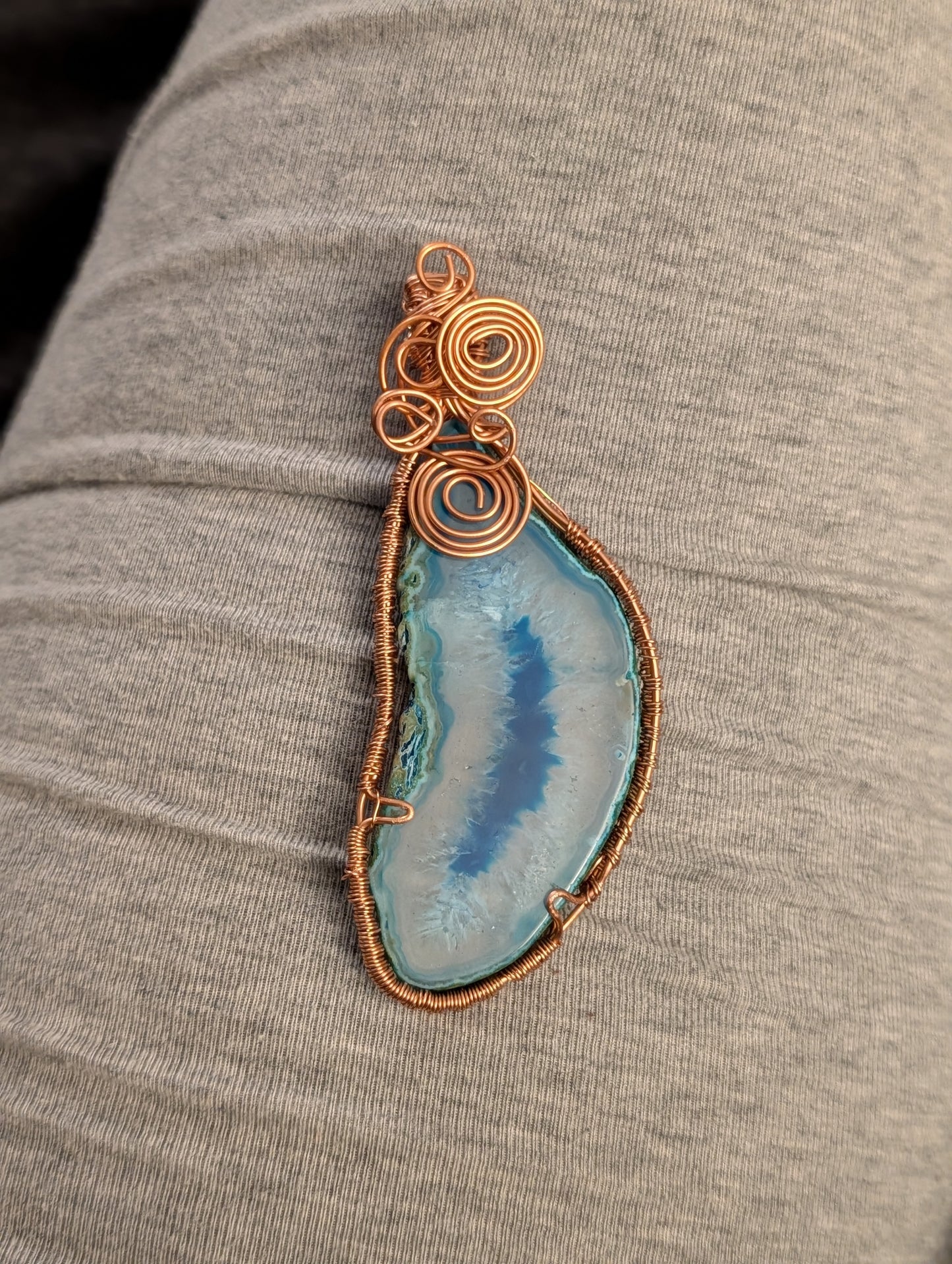 Blue Agate Slice Pendant
